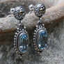 Bail Sterling Silver & 18K Gold Blue Topaz Post Earrings - OutOfAsia